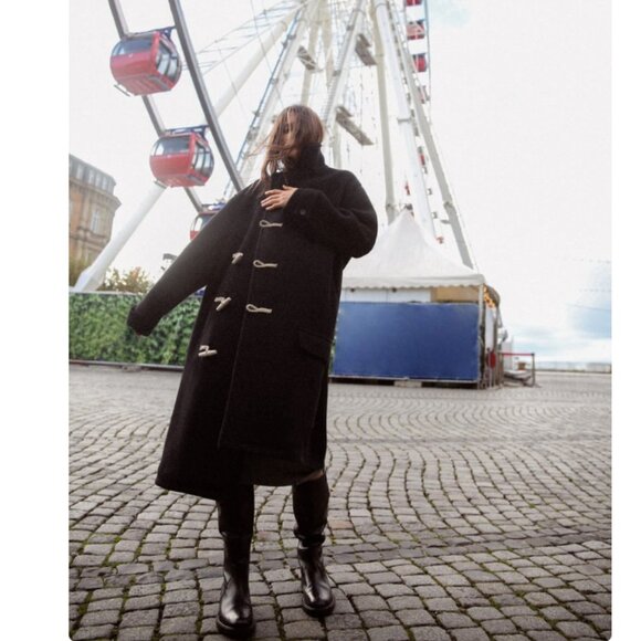 ZARA ZW LIMITED EDITION WOMEN BLACK WOOL TOGGLE COAT SIZE M NWT 349$ - Picture 1 of 12